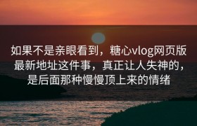 如果不是亲眼看到，糖心vlog网页版最新地址这件事，真正让人失神的，是后面那种慢慢顶上来的情绪