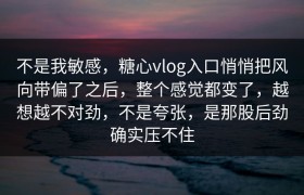 不是我敏感，糖心vlog入口悄悄把风向带偏了之后，整个感觉都变了，越想越不对劲，不是夸张，是那股后劲确实压不住