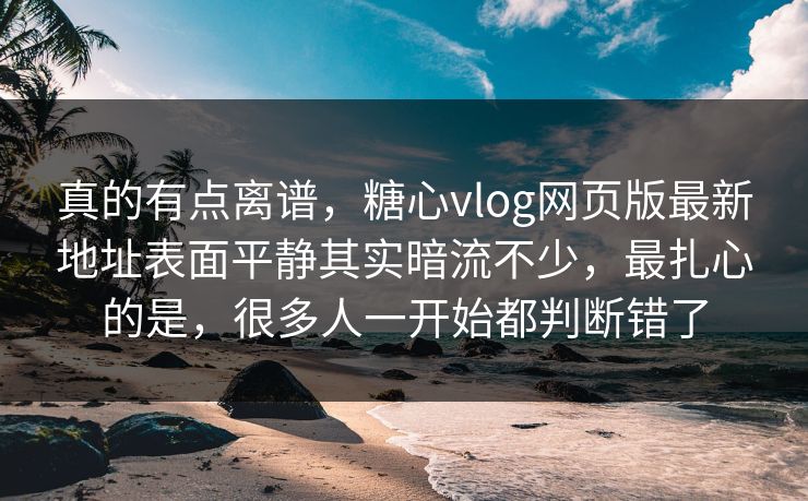 真的有点离谱，糖心vlog网页版最新地址表面平静其实暗流不少，最扎心的是，很多人一开始都判断错了